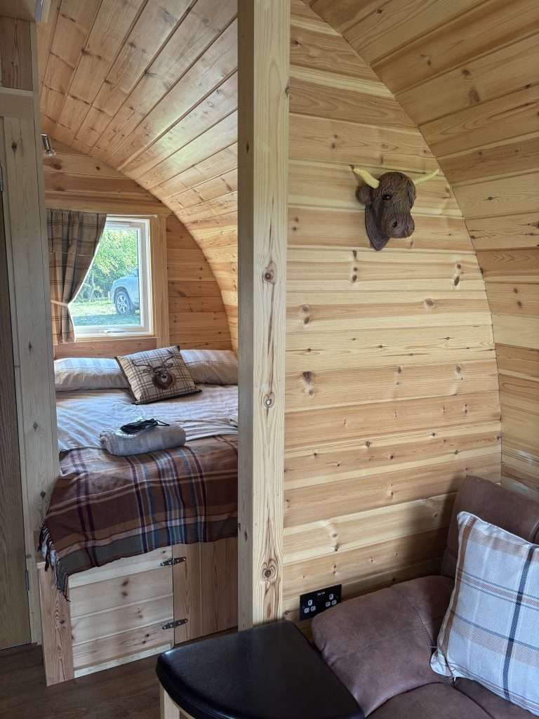 inside the glamping pod