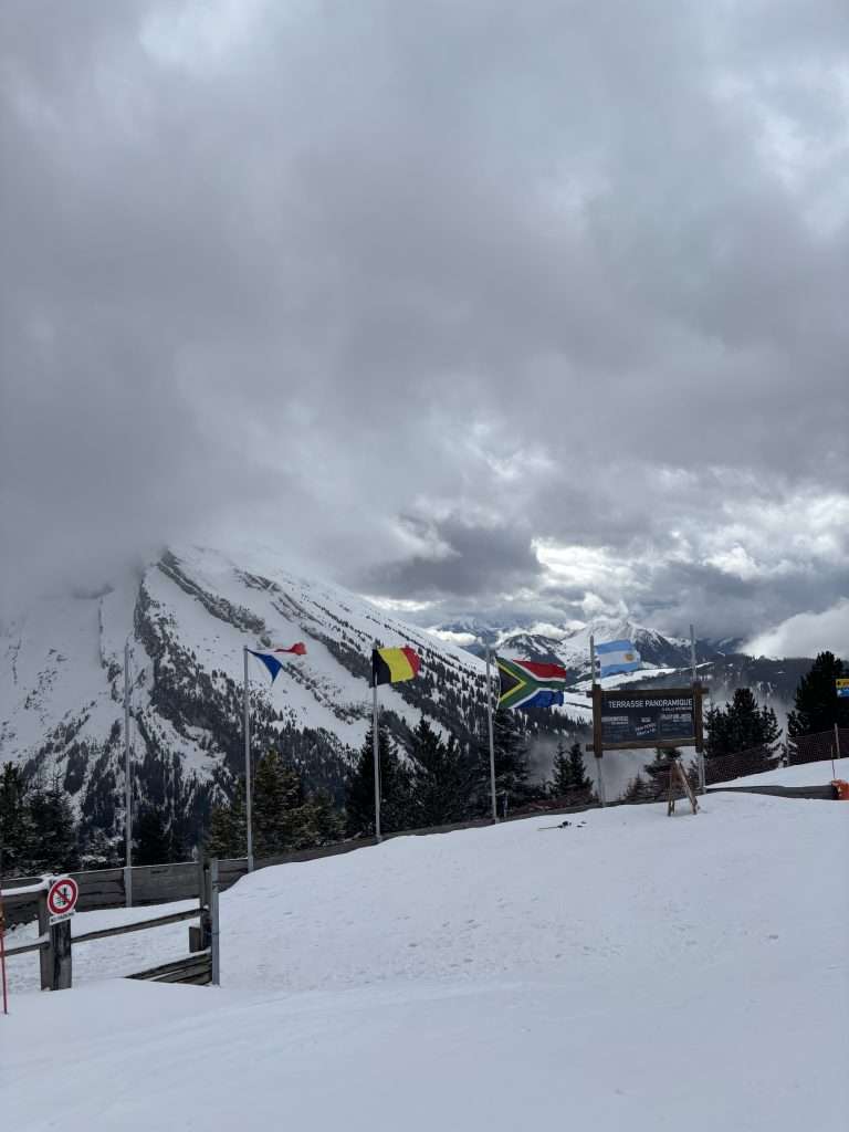 mountains covered in snow in la clusaz ski resort near annecy