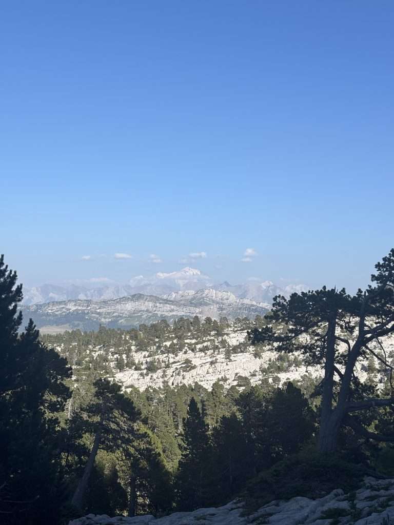 views of mont blanc on hike le parmelan