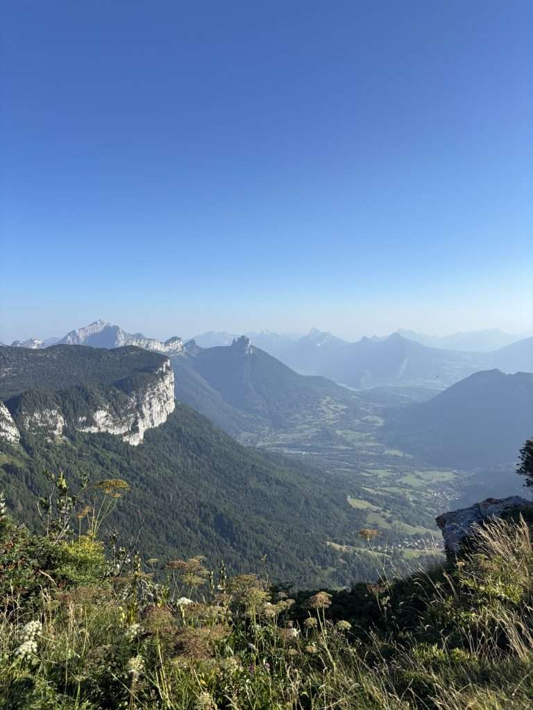 Views over Lake Annecy from Le Parmelan, one of the best hikes near Annecy