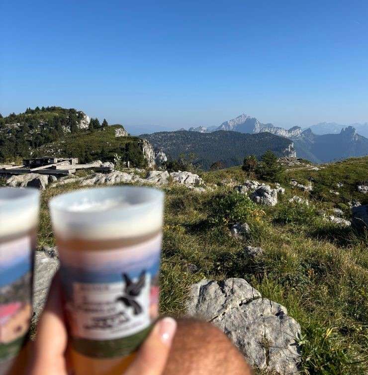 Rest stop at a refuge during a hike near Annecy