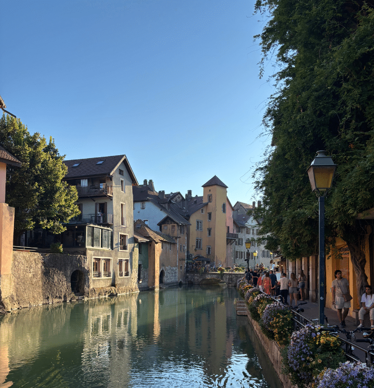 Walking through Annecy town before heading out on the best hikes near Annecy