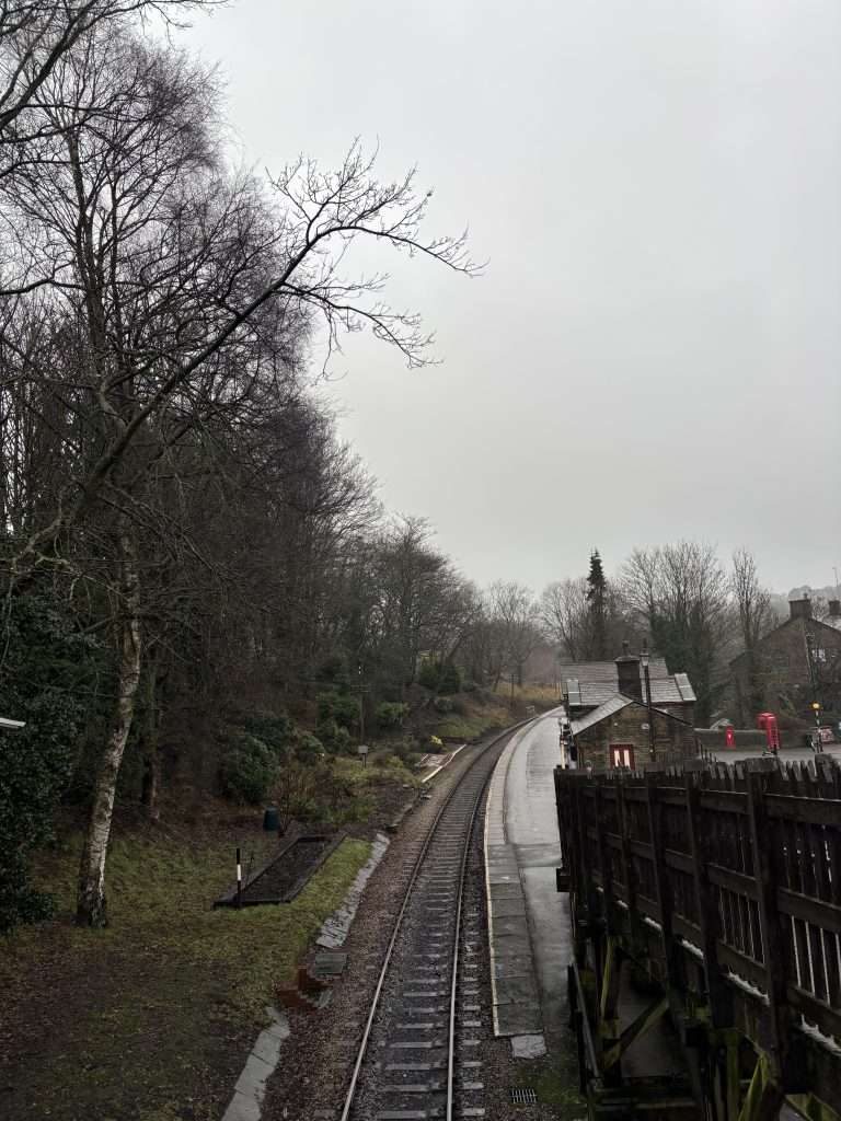 keighley and worth valley railway station on a gloomy day in haworth