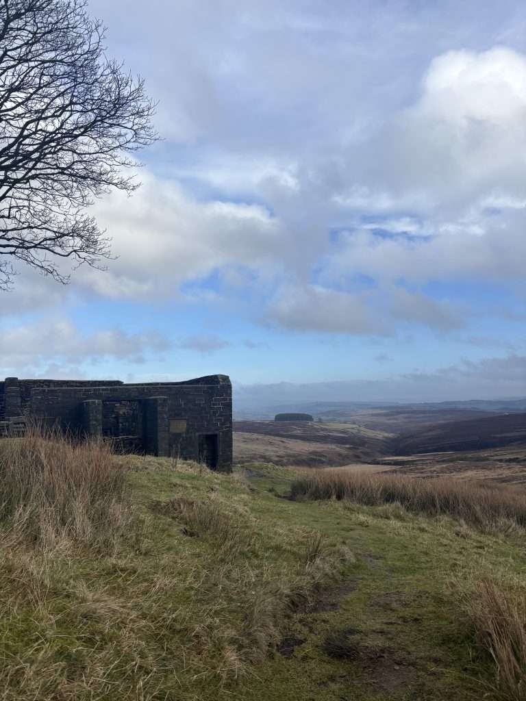 view of the moors and top withins in haworth