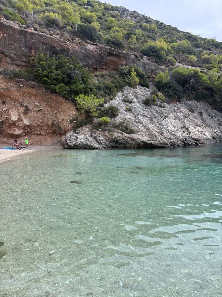clear blue water on the beach stop of the zante shipwreck boat tour